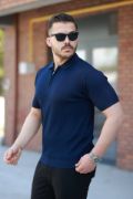 Erkek Fermuarlı Yakalı Kısa Kollu Tshirt resmi